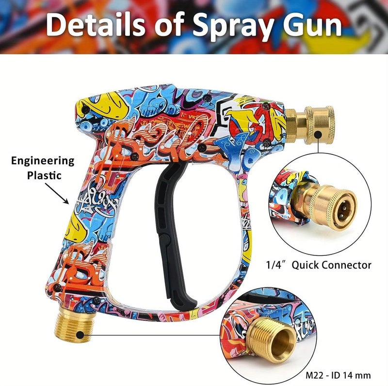 BEAR FORCE High Pressure Washer Gun 3000 PSI Max, Power Washer Short Gun M22-14mm with 1/4 Inch Quick Connector, Compatible for Some of Greenworks for Kar-cher for Ryobi Homelite Pressure Washer - Image 2